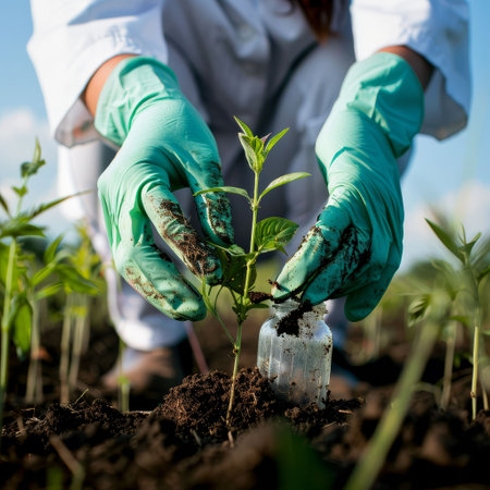 Agricultural science feeding the world, from soil to labの素材