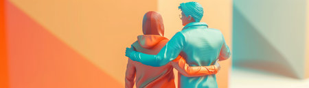 Bisexual person and their partner dealing with biphobia, confronting ignorance with unityの素材