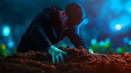 Building a family time capsule, selecting items, burying in the backyard  43の素材