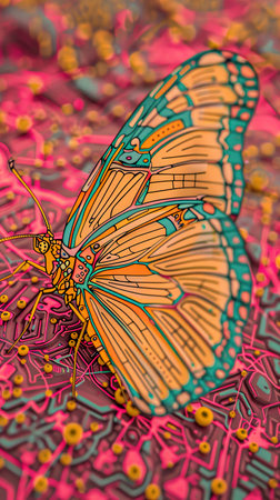 Enormous metallic butterfly, Dolly zoom effectの素材