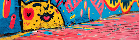 Sidewalk chalk messages of hope, pavement positivity, artistic affirmations, colorful encouragement  52の素材