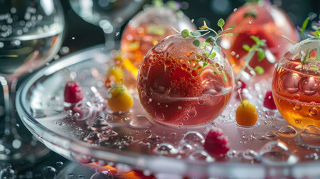 A molecular gastronomy restaurant that creates dishes resembling mini planetsの素材