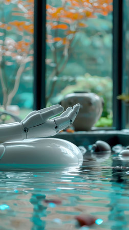 A luxury spa where massages are given by gentle robot hands powered by AIの素材