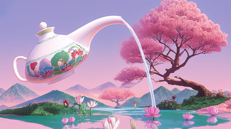 Mindful Teapot of Tibetan Serenity, Split screen viewの素材