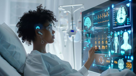 Remote health monitoring system using wearables to send real-time alerts to patients and doctors via digital displaysの素材