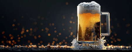 Minimalist beer mug with a clean, geometric design, Contemporary, High contrast, Digital photographyの素材