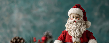 A classic Santa figurine adorned in a red suit, capturing the spirit of Christmas and holiday cheer with intricate detailing.の素材