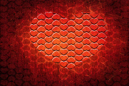 HEART ON GRUNGE BACKGROUNDの写真素材