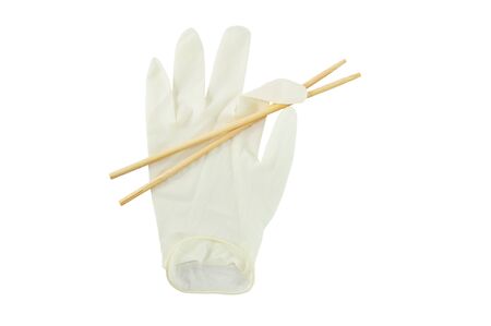 hand white glove on isolated backgroundの写真素材