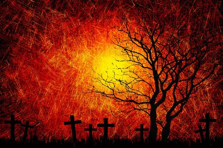 Grunge textured Halloween night backgroundの写真素材