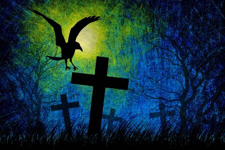 Grunge textured Halloween night backgroundの写真素材