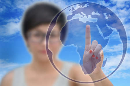 Cute business woman with business conceptsの写真素材