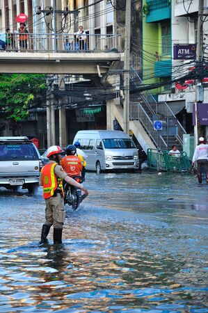 BANGKOK, THAILAND - NOVEMBER 04 : Heavy flooding from monsoon rain in Ayutthaya and north Thailand...
