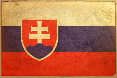 Flag on aged paper texture can be used as backgroundの写真素材