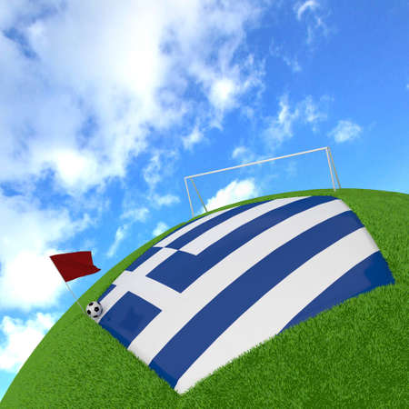 Greece flag on 3d footballの写真素材
