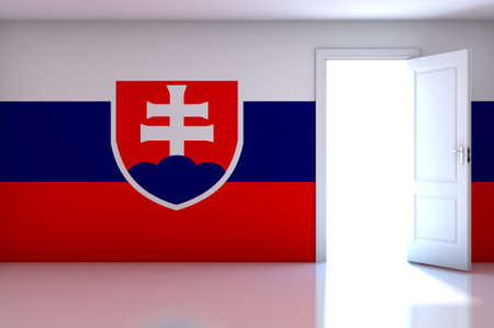 Slovakia flag on empty room