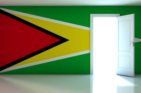 Guyana flag on empty roomの写真素材