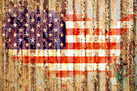 Grunge textured of USA flag for USA Independence Dayの写真素材