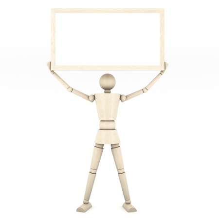 The wooden doll with color pencil on white background 3d illustrationの写真素材