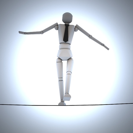 Businessman in equilibrium on a rope