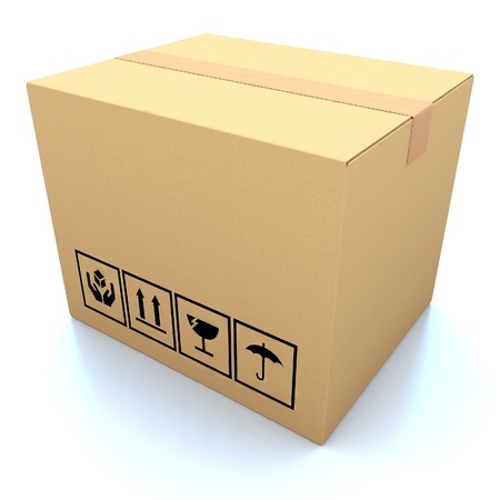 Cardboard boxes on white background 3d illustrationの写真素材