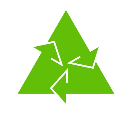 Green recycle icon on white backgroundの写真素材