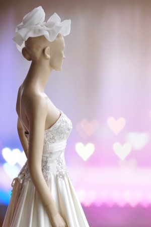 Wedding dress in a doll isolated with clipping pathsの写真素材