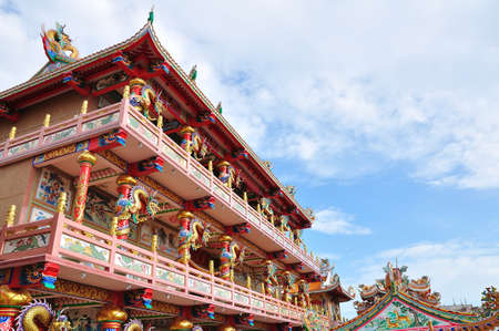 A highly colorful and decorative Chinese Temple