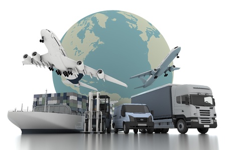 3d world wide cargo transport conceptの写真素材