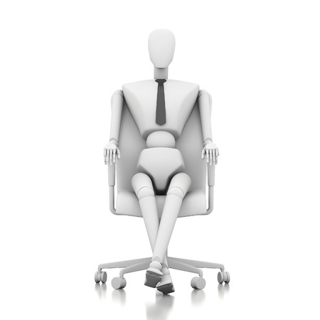 3d rendering businessman doll is sitting on chairの写真素材