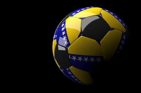 3d rendering Bosnia Herzegovina soccer ball on dark  backgroundの写真素材