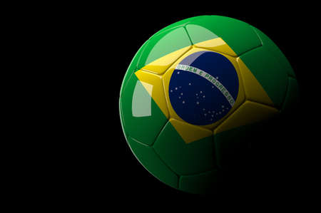 3d rendering Brazil soccer ball on dark  backgroundの写真素材