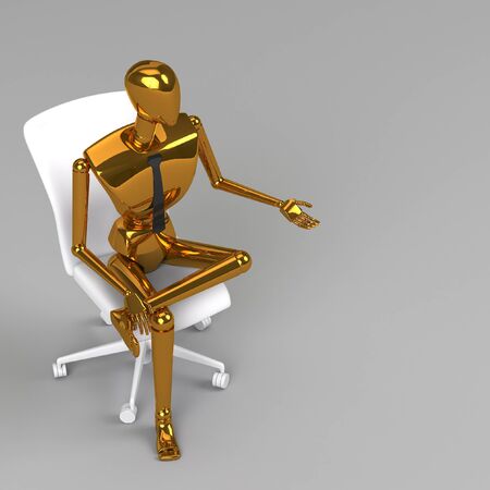 3d rendering businessman doll is sitting on chairの写真素材