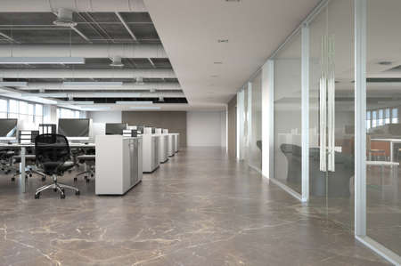 3d rendering open space office interiorの写真素材