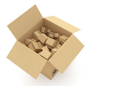 Cardboard boxes on white background 3d illustration