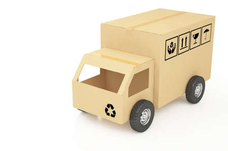 Cardboard boxes on white background 3d illustrationの写真素材