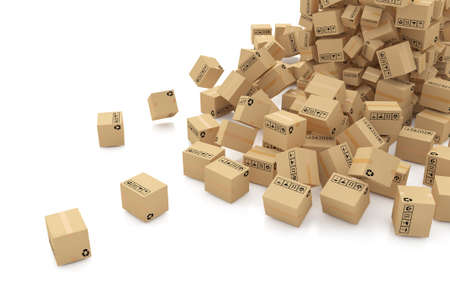 Cardboard boxes on white background 3d illustrationの写真素材