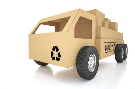 Cardboard boxes on white background 3d illustrationの写真素材