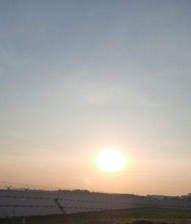 sunset in the countryside, closeup of photoの写真素材