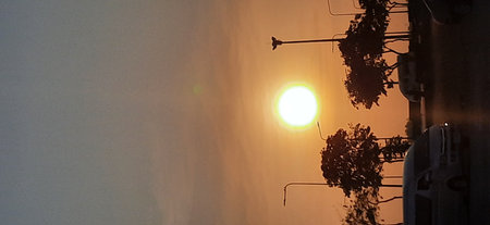 Sunset in the city. Panoramic view of the city.の写真素材