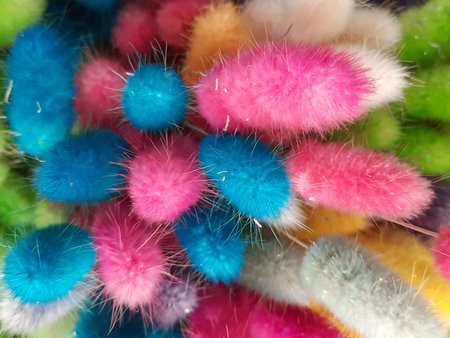 Colorful artificial fur for cats and dogs as a background. Macroの写真素材