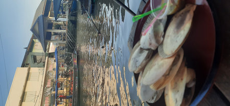 View of the streets food of Amphawa Floating Market.の写真素材