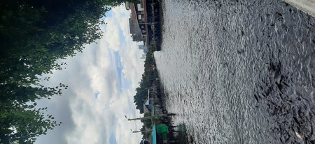 Panoramic view of the Chao Phraya River in Bangkok, Thailandの写真素材