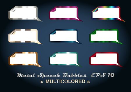 Set of metallic speech bubblesのイラスト素材