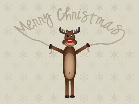 Funny Reindeer on Xmas Wish Cardのイラスト素材