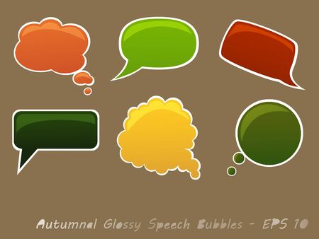Set of Autumnal Glossy Speech Bubblesのイラスト素材