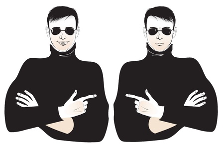optimist  and pessimist, young man facesのイラスト素材