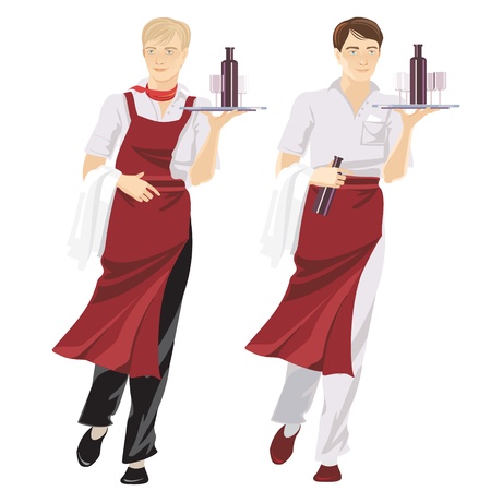 two young waitersのイラスト素材