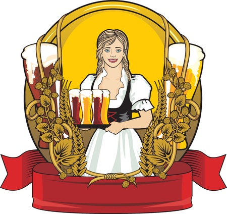 beer festival, beautiful waitressのイラスト素材
