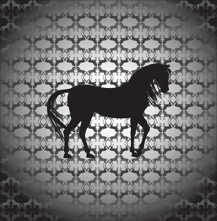 black horse silhouette  のイラスト素材